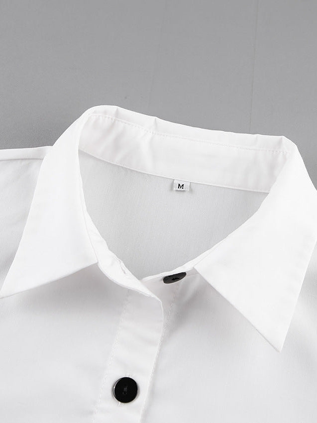 White Shirt & Irregular Asymmetric Skirt Set