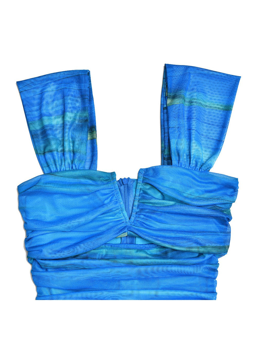 Tie & Dye V Neck Backless Frill Dress