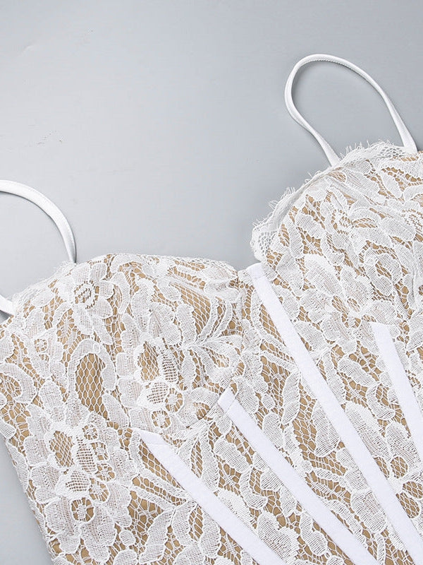 Asymmetric Corset Lace Ruffle Dress