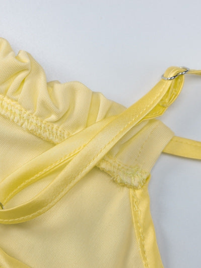 Yellow Cami Boning Top & Skirt Coord Set