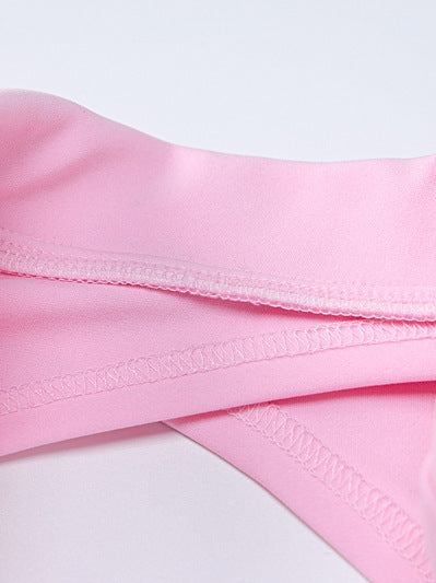 Pink Blazer Style Backless Bodysuit