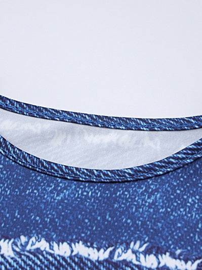 Printed Long Sleeves Cropped Top & Skirt Coord Set