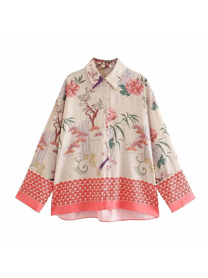 Floral Print Pink Skirt & Pants Coord Set