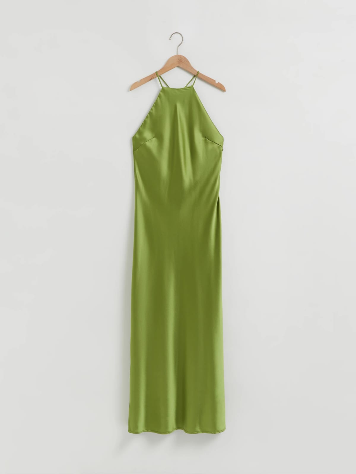 Green Halter Neck Slip Satin Dress