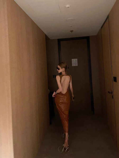 Bronze City Lights Sequin Midi Dress