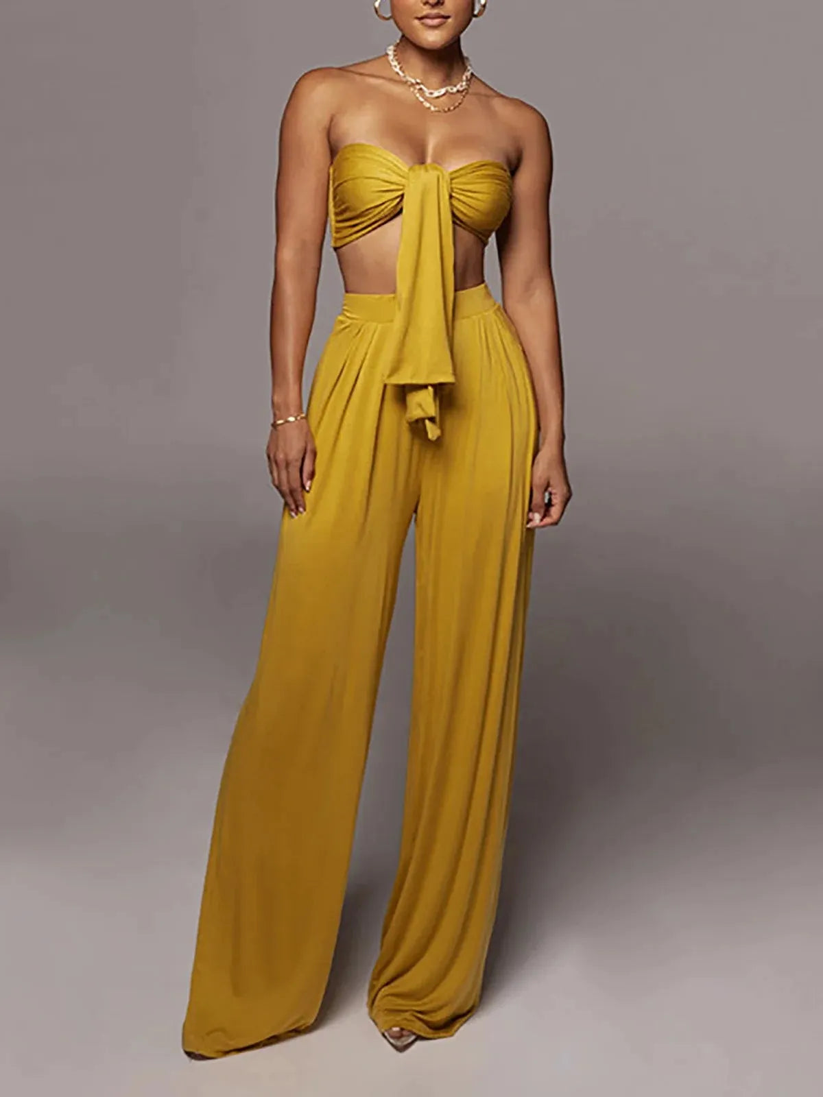 Knotty Bandeau Top & Pants Coord Set