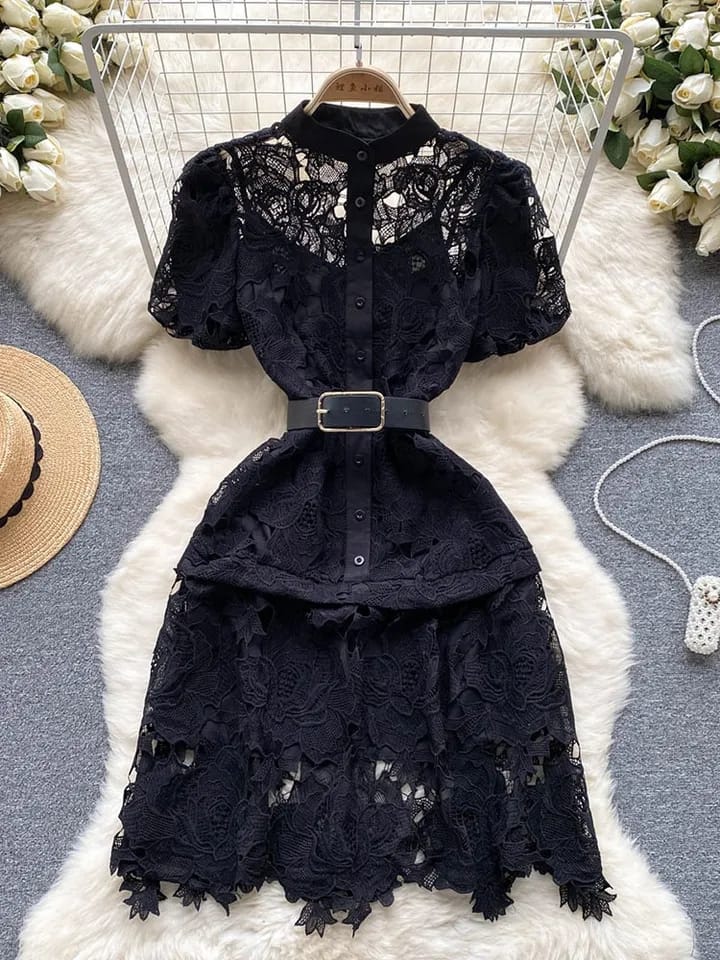 Irene Crochet Dress with Inner & Belt