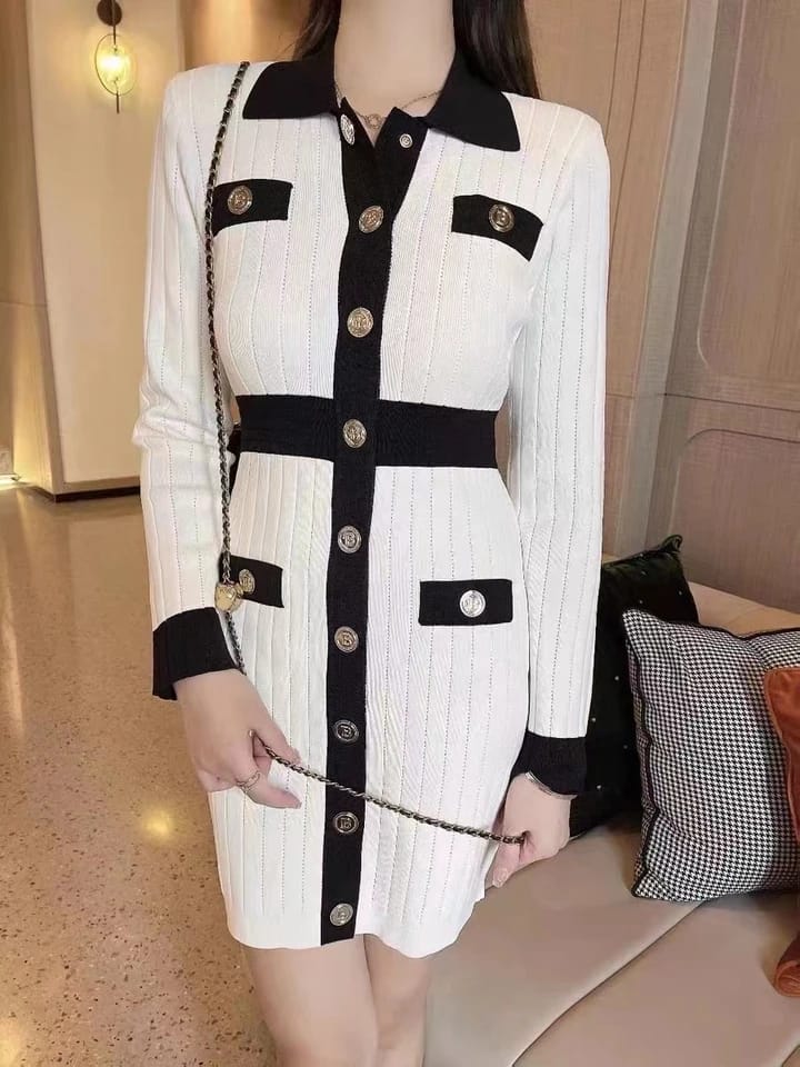 Print Black and White Dress