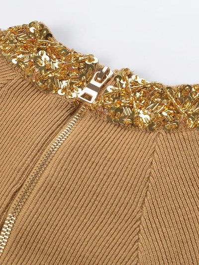 FIFI Print Golden Beaded Dress