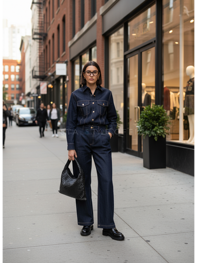 Soft retro denim shirt and pants Coord set