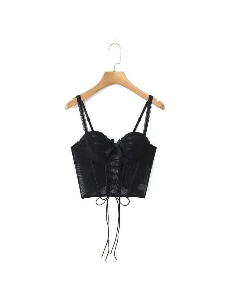 Lace Camisole Tie up Corset Tank Top