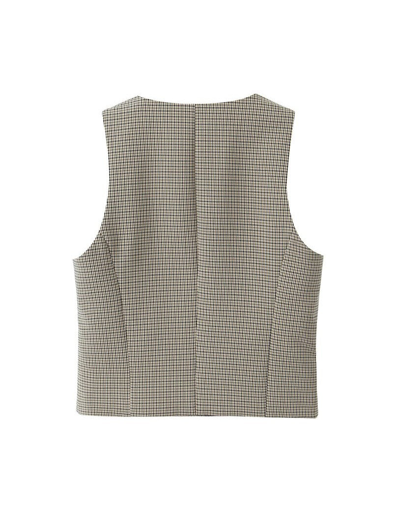 Gingham Print Vest Coat & Pant With Belt Coord Set