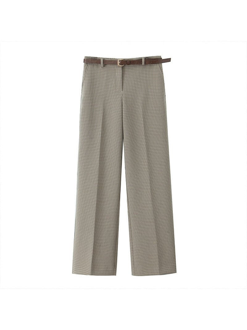 Gingham Print Vest Coat & Pant With Belt Coord Set