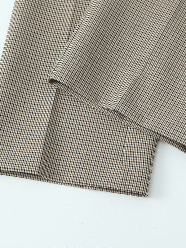 Gingham Print Vest Coat & Pant With Belt Coord Set