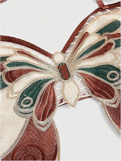 Embroidered Butterfly Backless Top