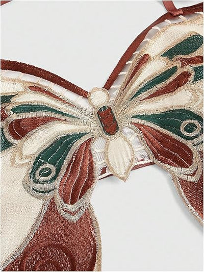 Embroidered Butterfly Backless Top