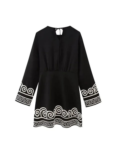 French Short Embroidered Dress