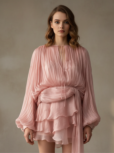 Lyla Bell Sleeve Ruffle Tail Dress with Shorts Coord Set