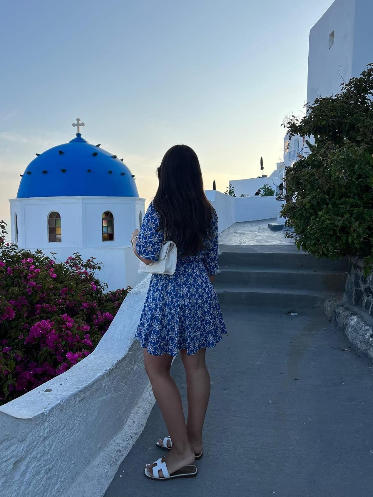 Blue Embroidered Short A Line Dress