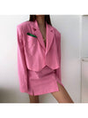 Pink Cropped Blazer & Slit Mini Skirt Set
