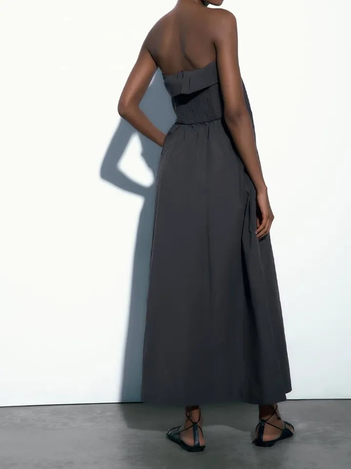 Black Casual Tube Maxi Dress