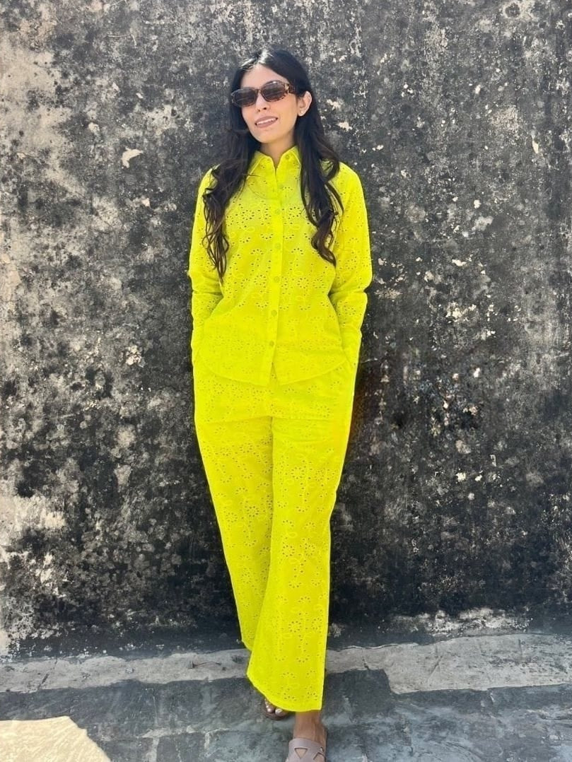 Chikan Shirt & Pants Coord Set