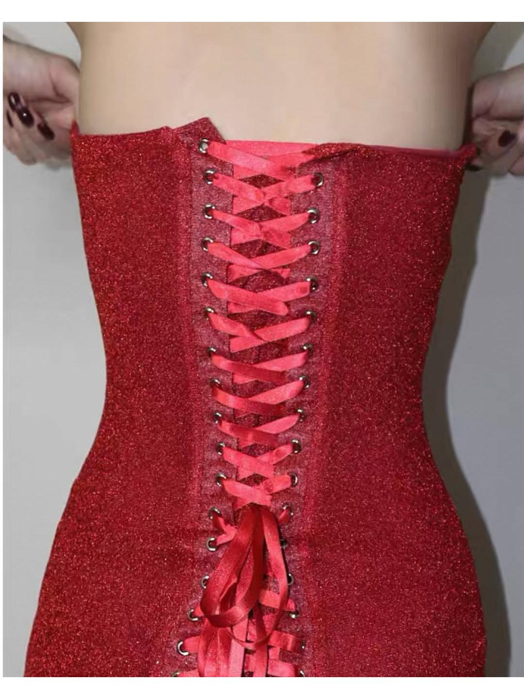 Red Tube Corset Short Backless Dress