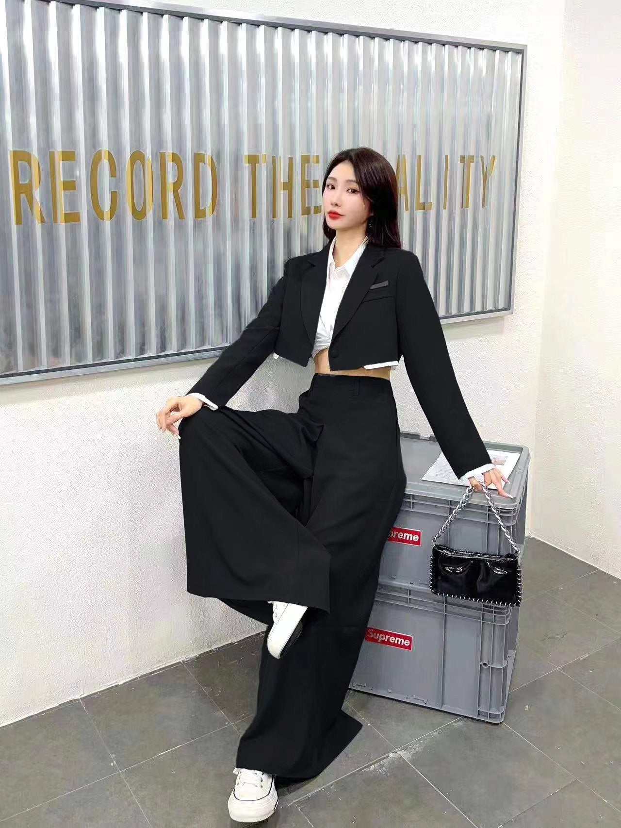 Crop Blazer & Wide Leg Pant Coord Set