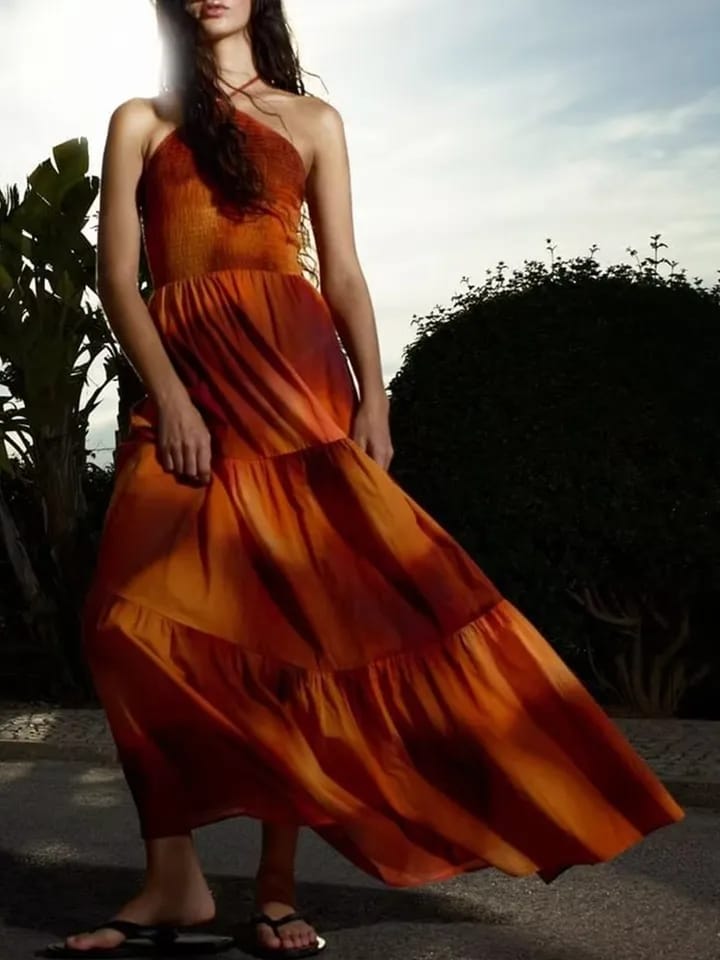 Halterneck Tie Dye A line Dress