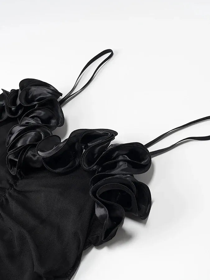 Keara Applique Spaghetti Strap Ruched Dress