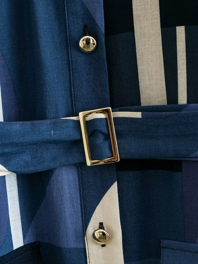 Colorblock Printed Dress with Pockets & belt