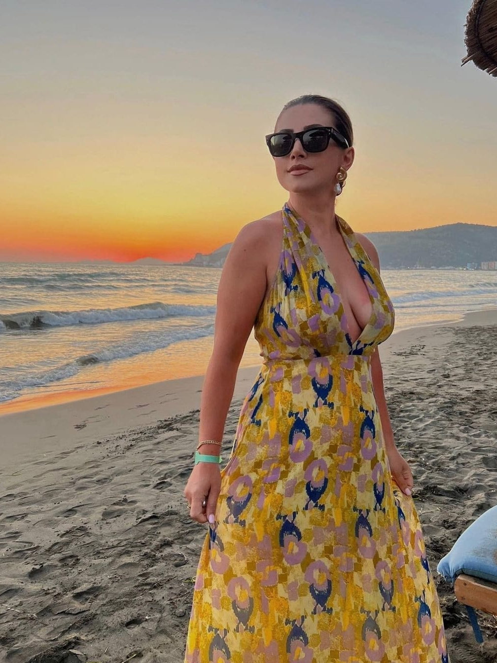 Halterneck Floral Print Maxi Dress