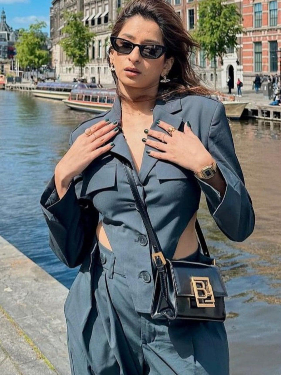 Bodysuit Style Blazer & Wide Leg Pants Coord Set