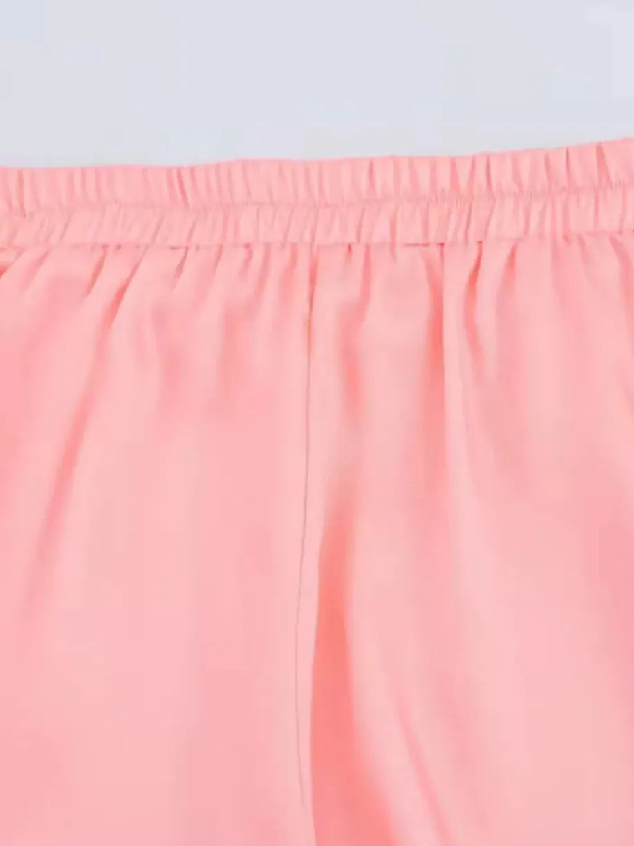 Pink Flower Print Shirt & Pants Coord Set