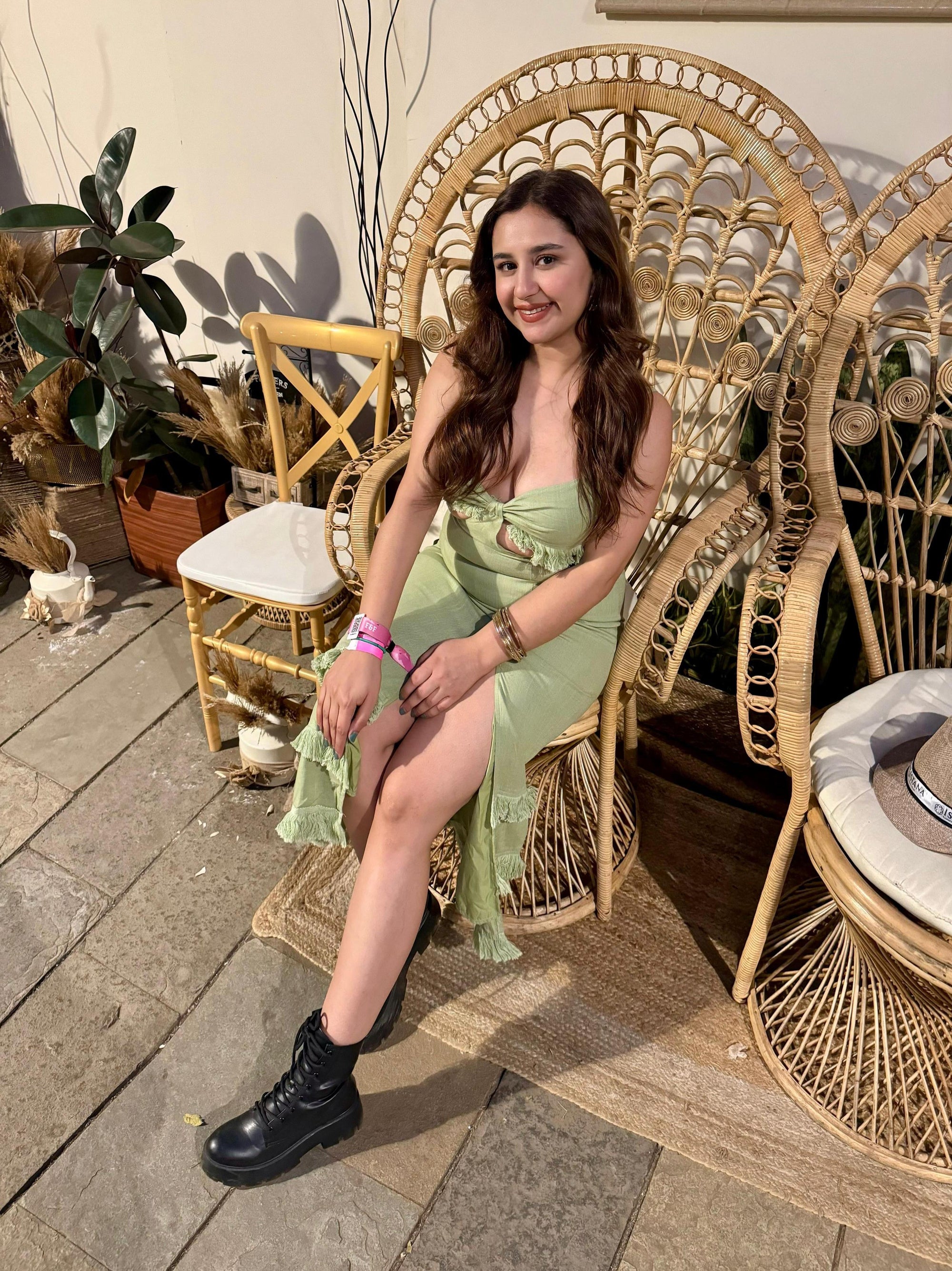 Tassel Detail Cutout Midi Dress