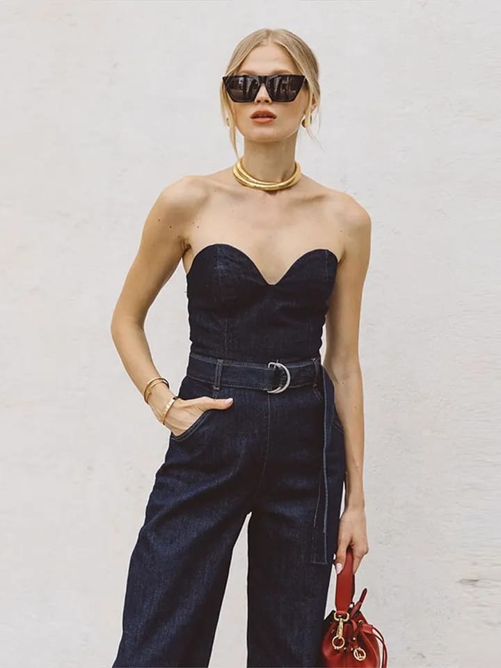Denim Tube Jumpsuit