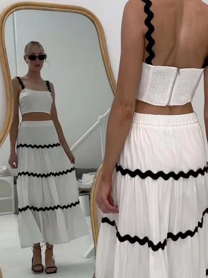 Spaghetti Strap Cami Top & Long Skirt Coord Set