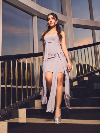 Draped Tube Bandeau Sheath Dress