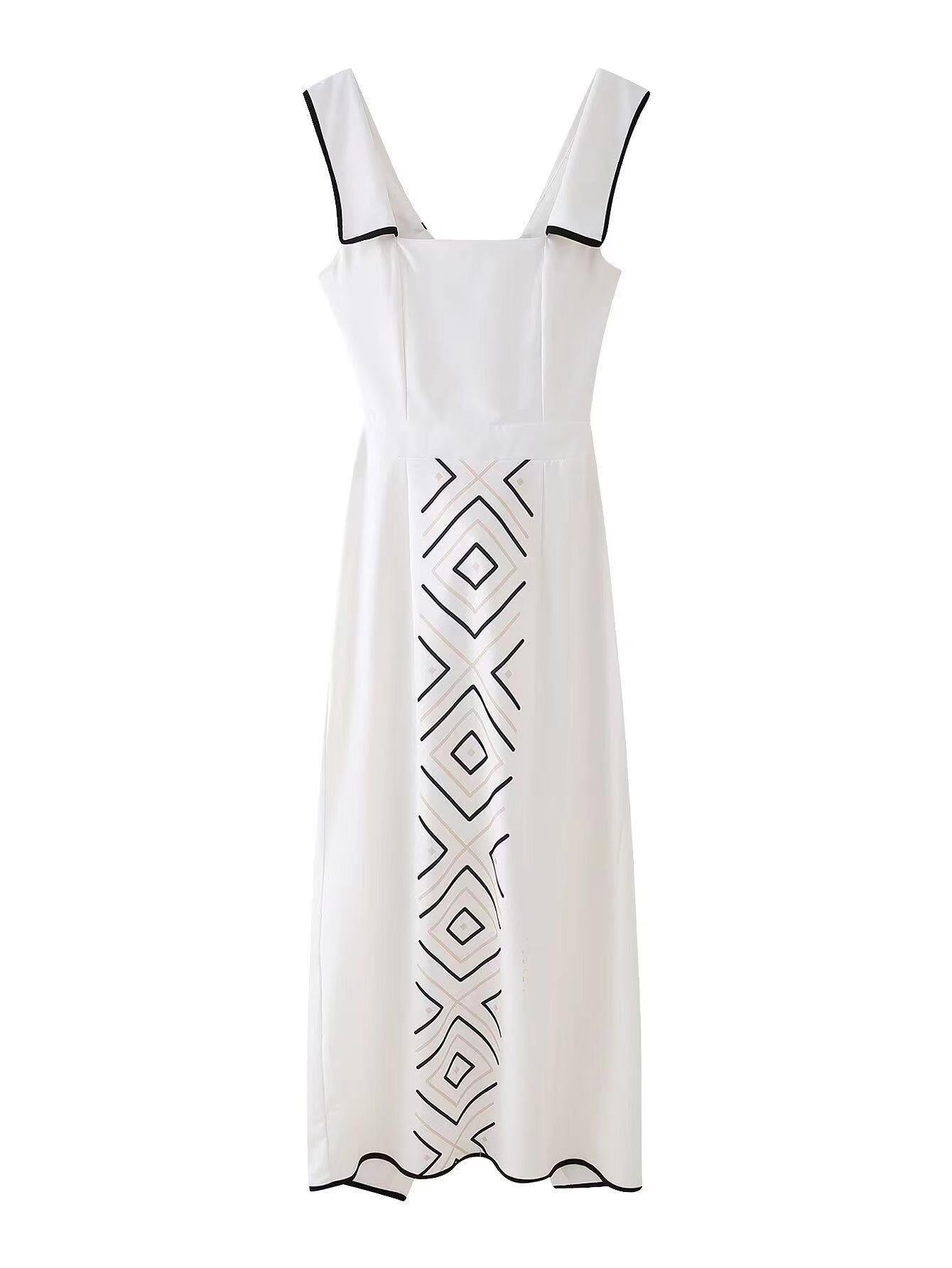 Shoulder Strap Maxi Printed Dress