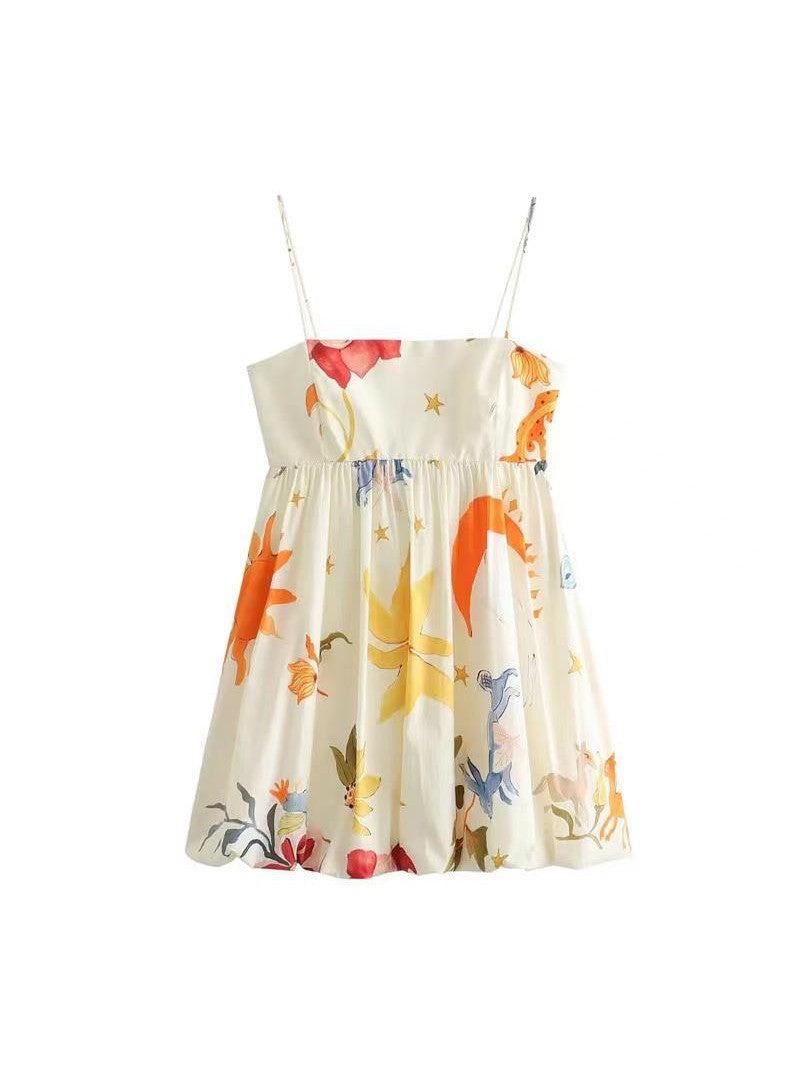 Siya Spagetti Strap Floral Short Dress