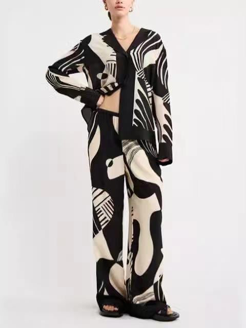 Abstract Printed Shirt & Pant Coord Set