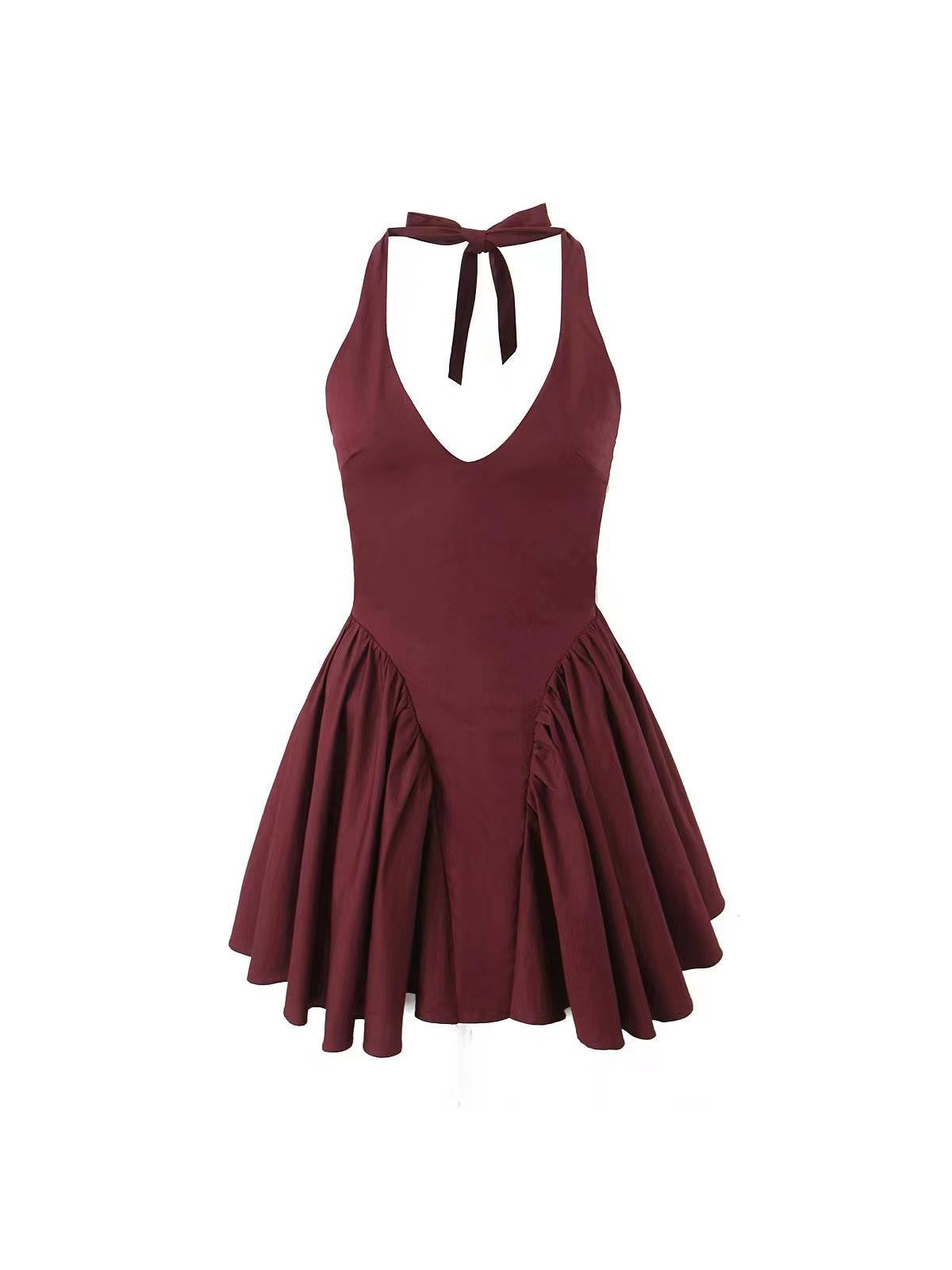 Halterneck Ruffle Short Dress