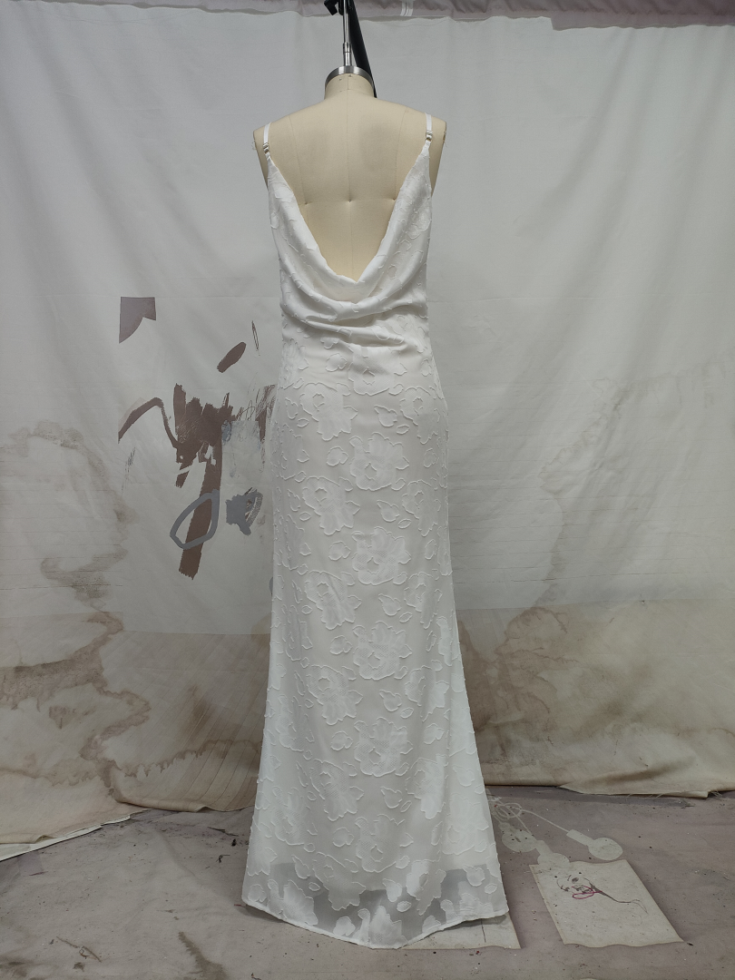 Cowl Neck Backless Gown Maxi Dress