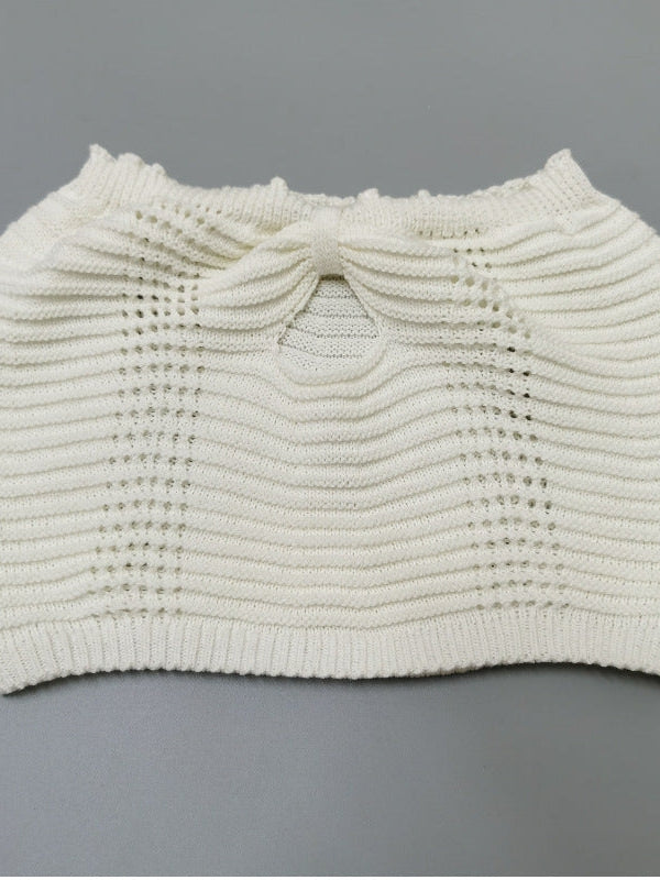 Knitted Tube Top Cutout Sheath Top & Slit Skirt Coord Set