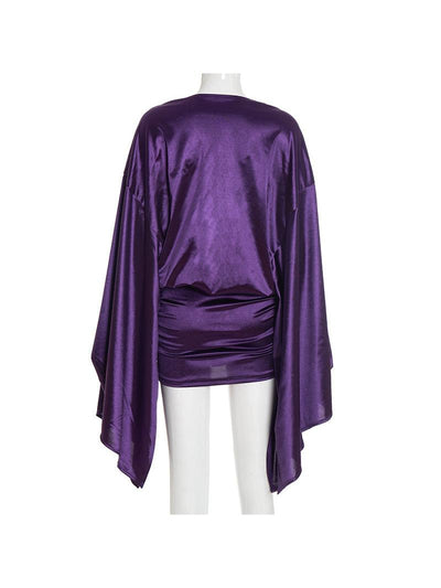 Silk Swing Collar Sleeve Sheath Dress