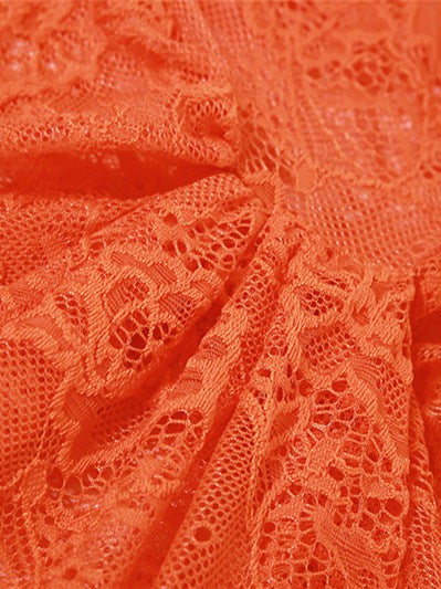 Orange Bandeau Lace See Through Sheath Dress