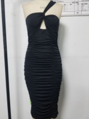 Twist One Shoulder Ruched Backless Dress