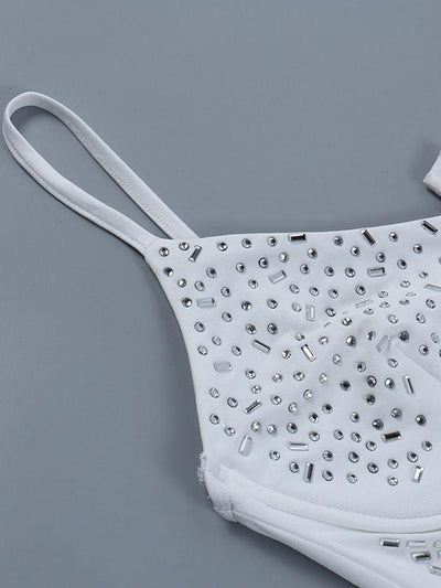 Spaghetti Strap Rhinestone Sheath Bodycon Short Dress