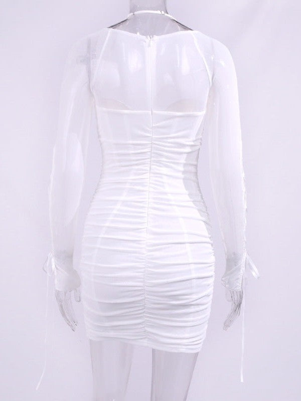 Halterneck Full Sleeve Boning Corset Hip Dress