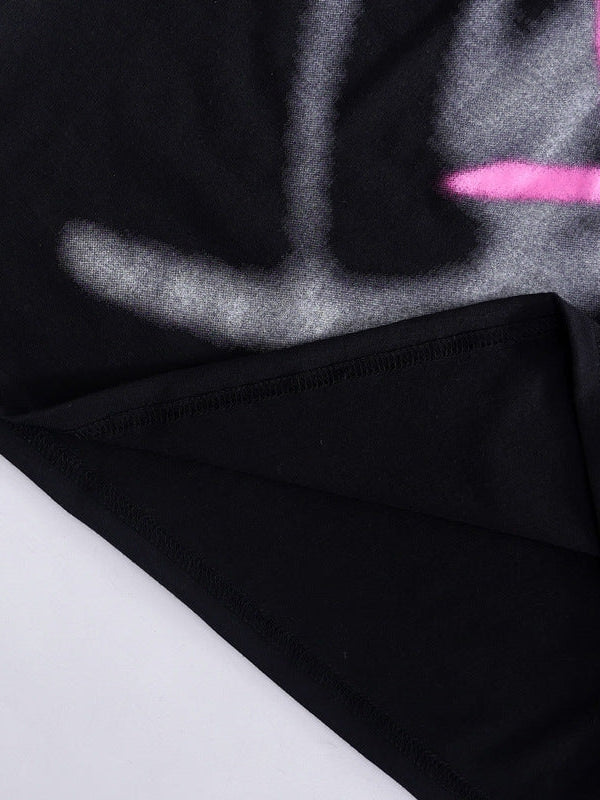 Short Sleeve Printing Long Loose T Shirt